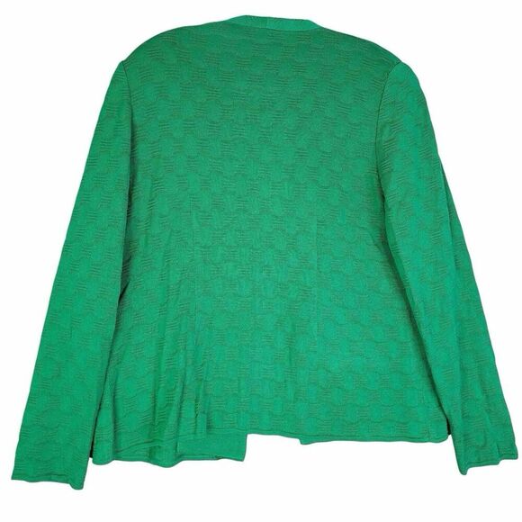 Misook Blazer Jacket Women’s Size Medium M Green Open Front Checkered - Picture 3 of 8